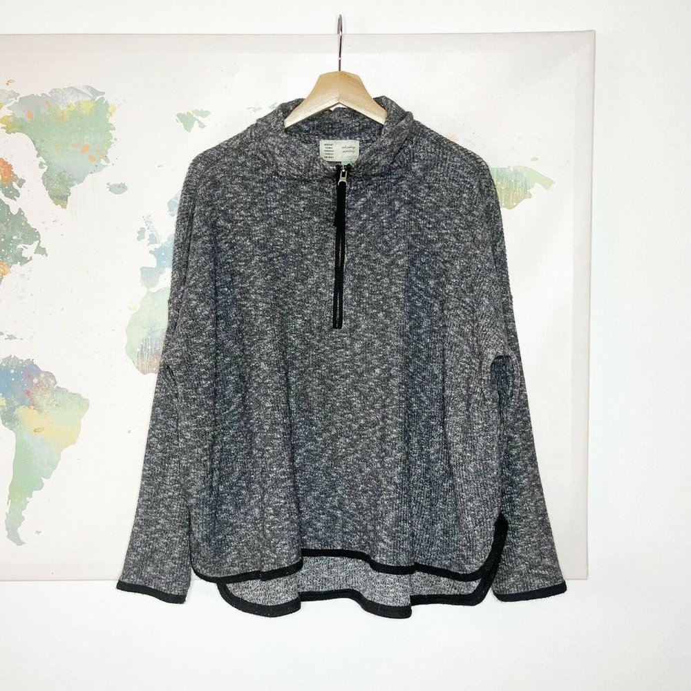 Anthropologie Saturday Sunday Size Small Sweatshirt Weekender Quarter Zip Gray